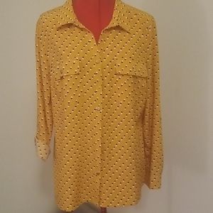 Mustard button down blouse